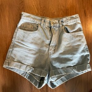 American apparel super high waisted denim shorts